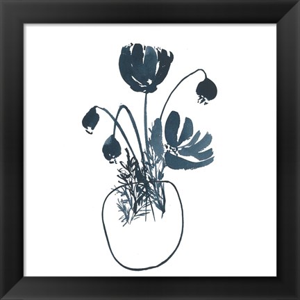 Framed Indigo Floral Study II Print
