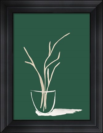Framed Small Branch Display On Green Print