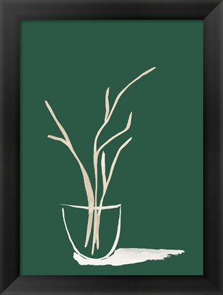 Framed Small Branch Display On Green Print