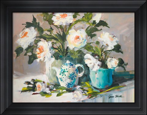 Framed White Peonies II Print