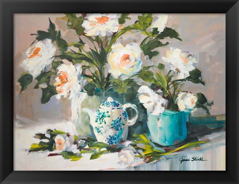 Framed White Peonies II Print