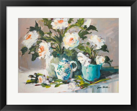 Framed White Peonies II Print