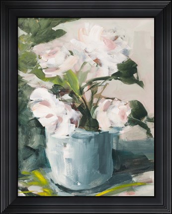 Framed Peonies in Blue Vase Print