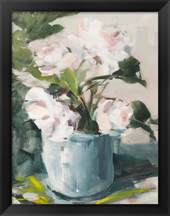Framed Peonies in Blue Vase Print