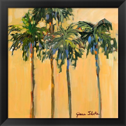 Framed Tropical Palms on Yellow Print