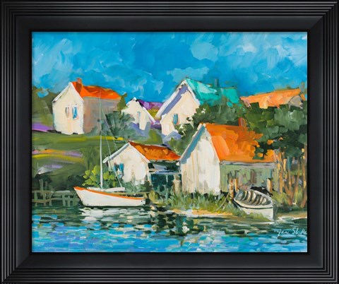 Framed Lake Town Print