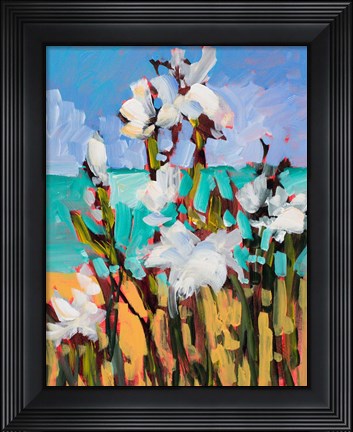 Framed Flowers By The Beach Print