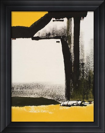 Framed Yellow Abstract Vertical I Print
