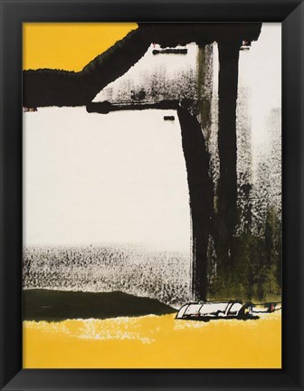 Framed Yellow Abstract Vertical I Print