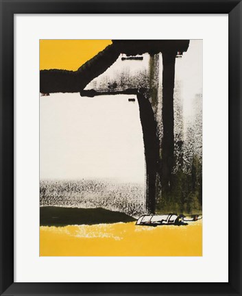 Framed Yellow Abstract Vertical I Print