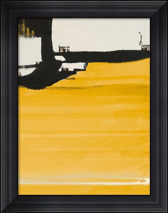 Framed Yellow Abstract Vertical II Print