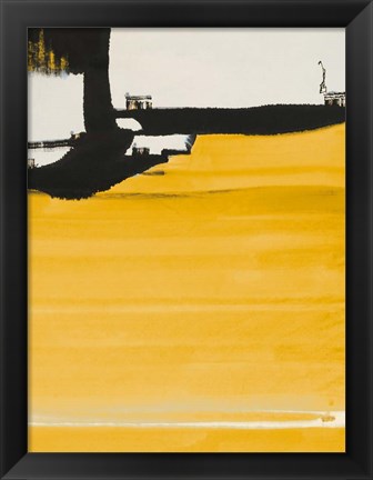 Framed Yellow Abstract Vertical II Print
