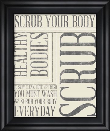Framed Bath Reminders in Gray II Print
