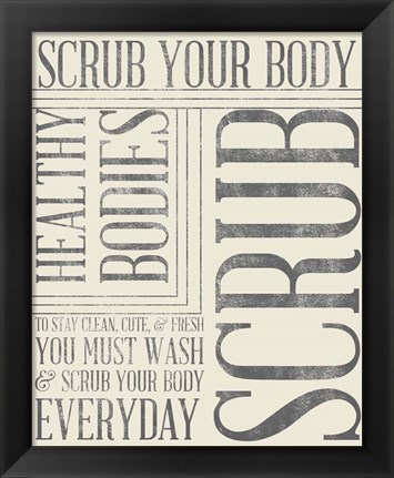 Framed Bath Reminders in Gray II Print