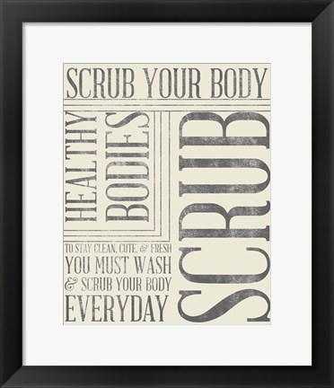 Framed Bath Reminders in Gray II Print