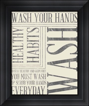 Framed Bath Reminders in Gray III Print