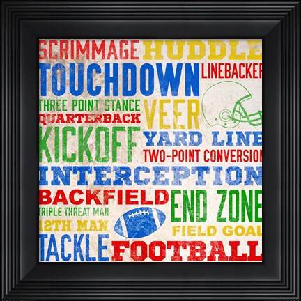 Framed Colorful Football Typography Print