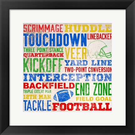 Framed Colorful Football Typography Print