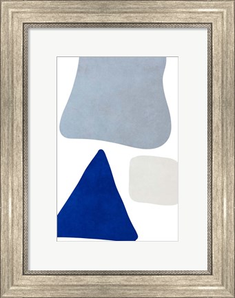 Framed Blue Simple Shapes I Print