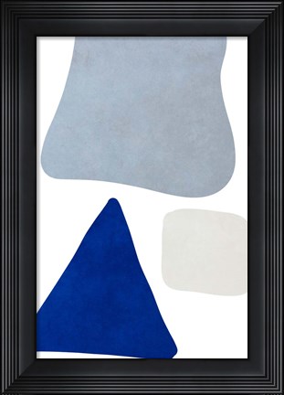 Framed Blue Simple Shapes I Print