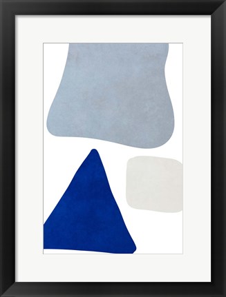 Framed Blue Simple Shapes I Print