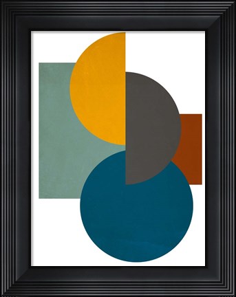 Framed Simple Shapes on White I Print