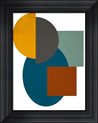 Framed Simple Shapes on White II Print