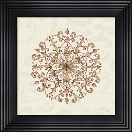 Framed Elegant Season Snowflake III Pink Print