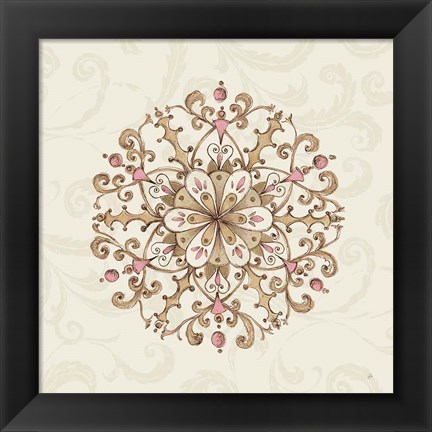 Framed Elegant Season Snowflake III Pink Print