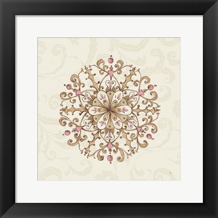 Framed Elegant Season Snowflake III Pink Print
