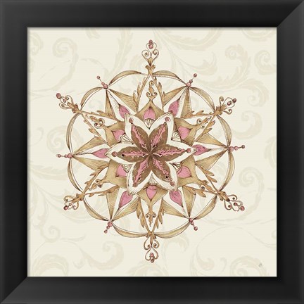 Framed Elegant Season Snowflake II Pink Print