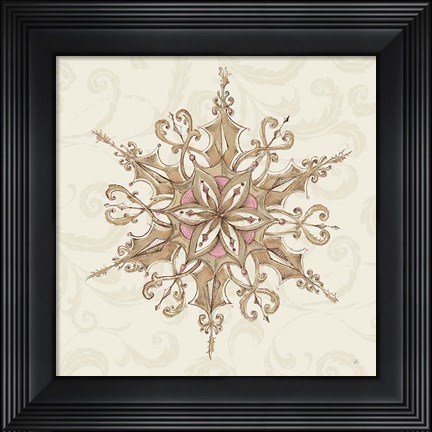 Framed Elegant Season Snowflake I Pink Print