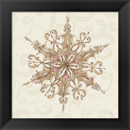 Framed Elegant Season Snowflake I Pink Print