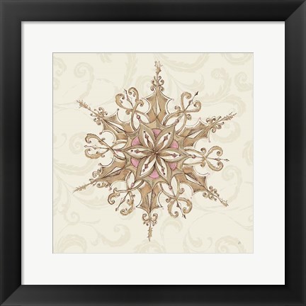Framed Elegant Season Snowflake I Pink Print