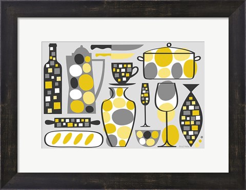 Framed Modern Kitchen V Yellow Print