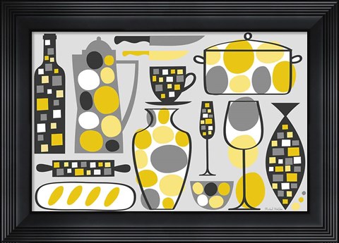 Framed Modern Kitchen V Yellow Print