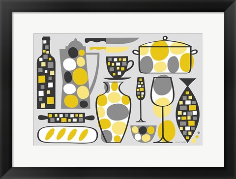 Framed Modern Kitchen V Yellow Print