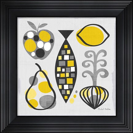 Framed Modern Kitchen Square III Yellow Print