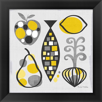 Framed Modern Kitchen Square III Yellow Print