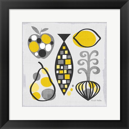 Framed Modern Kitchen Square III Yellow Print