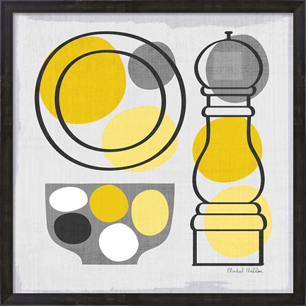 Framed Modern Kitchen Square II Yellow Print