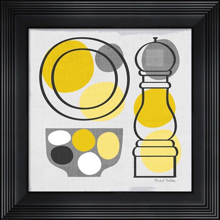 Framed Modern Kitchen Square II Yellow Print