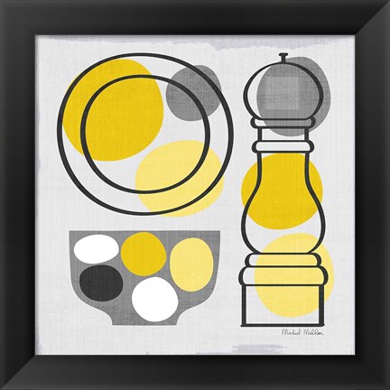 Framed Modern Kitchen Square II Yellow Print