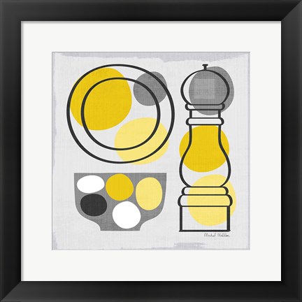 Framed Modern Kitchen Square II Yellow Print