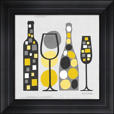 Framed Modern Kitchen Square I Yellow Print