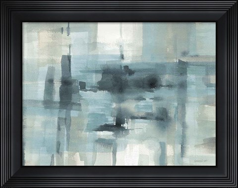 Framed Liquid Structure Tranquil Aqua Crop Print