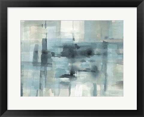 Framed Liquid Structure Tranquil Aqua Crop Print