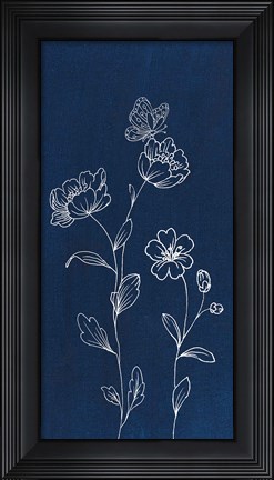 Framed Blue Butterfly Garden I Print
