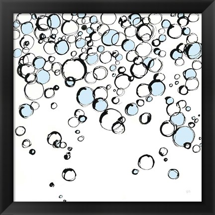 Framed Blue Bubbles III Print