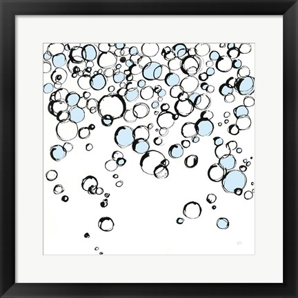 Framed Blue Bubbles III Print